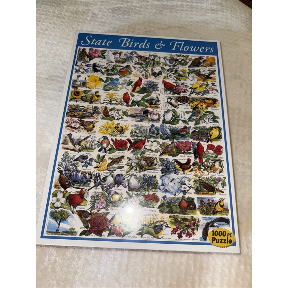 White Mountain Puzzle State Birds & Flowers 1,000 Piece Puzzle 24" x 30"